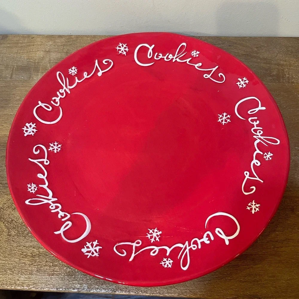Hallmark Red Christmas Holiday Cookie Platter 14.5